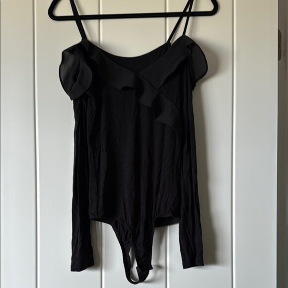 Noisy may Black Ruffled Sleeved Bodysuit - Picture 1 of 5